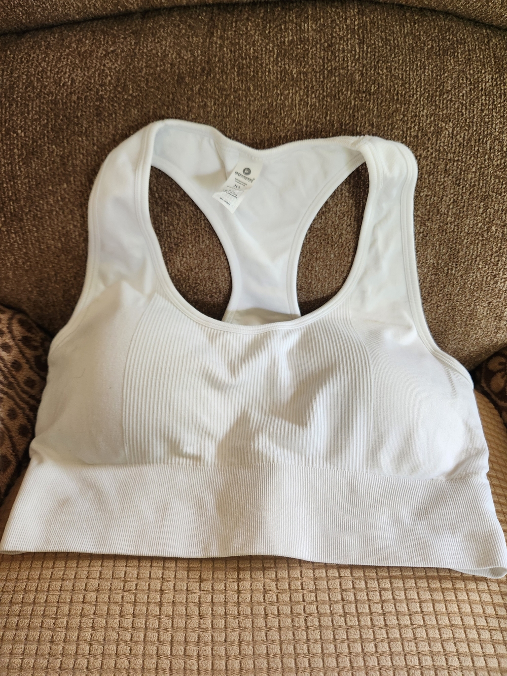 90 Degree By Reflex White Seamless Racerback Sports Bra XL